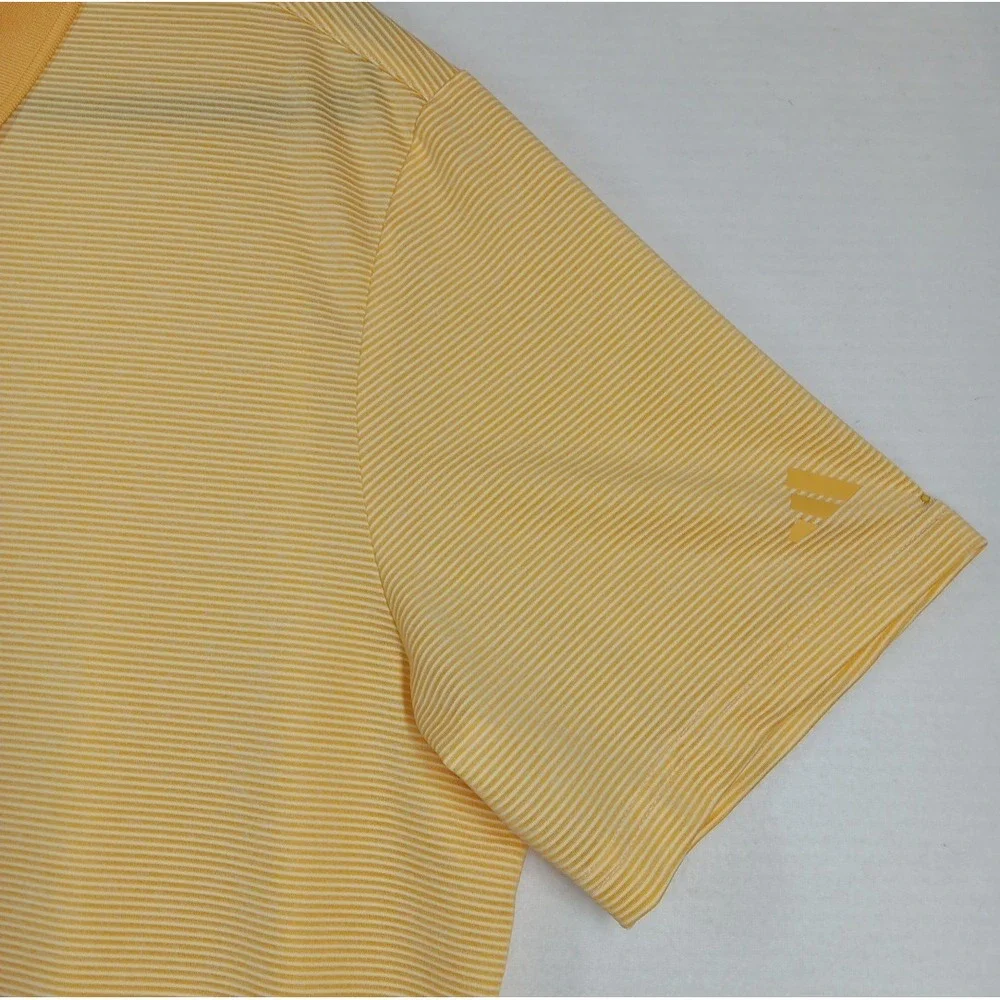 ADIDAS GOLF Men's Micro Stripe Short Sleeve Polo Acid Orange Sz L‎ Logo Outdoor